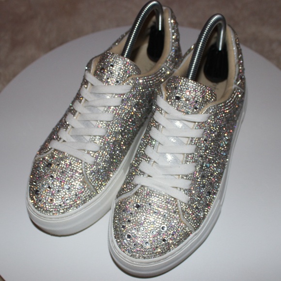 Betsey Johnson Sidny Lace-Up Rhinestone Platform Sz 7.5 - Picture 6 of 8